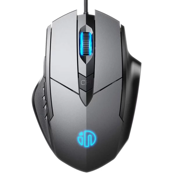 Souris Filaire Inphic – 6 Boutons, 4000 DPI, Câble USB 1,5 m – Compatible PC / Ordinateur Portable – Gris